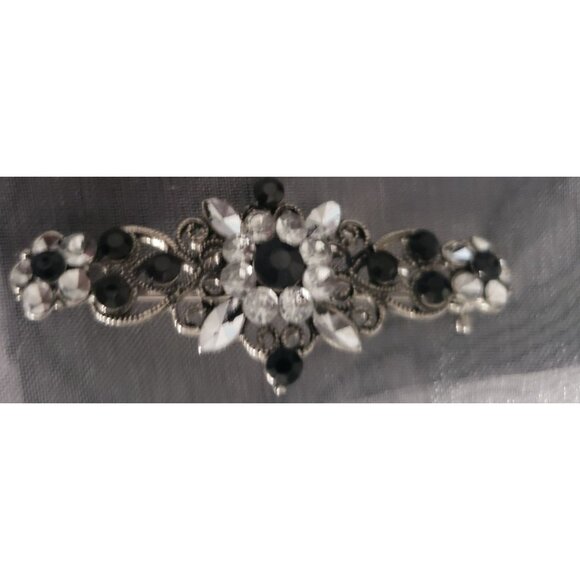 Vintage Sarah Coventry Silver Tone Black Rhinestone Brooch & Bonus Brooch - Picture 5 of 14